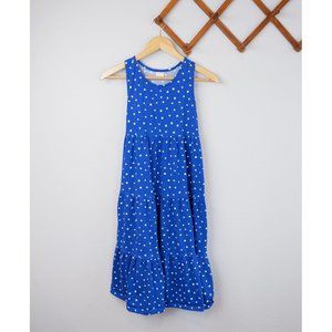 Hanna Andersson Girls Blue & White Polka Dot Tiered Maxi Dress, size 14-16